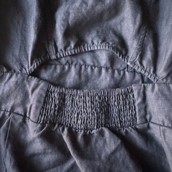 Ba&Sh Bash Mini Dress Women L Viscose Linen Puff Sleeve Square Neck Cut Out Back - Picture 7 of 8